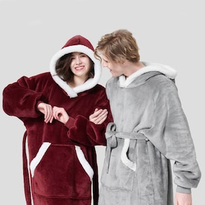 Floor Length Snuggle Hoodie,Hooded Blanket, Lazy TV Blanket,Super Soft Warm Oversized Hoodie Blanket,Giant Hoodie.Snuggie,Sherpa Lined Robe
