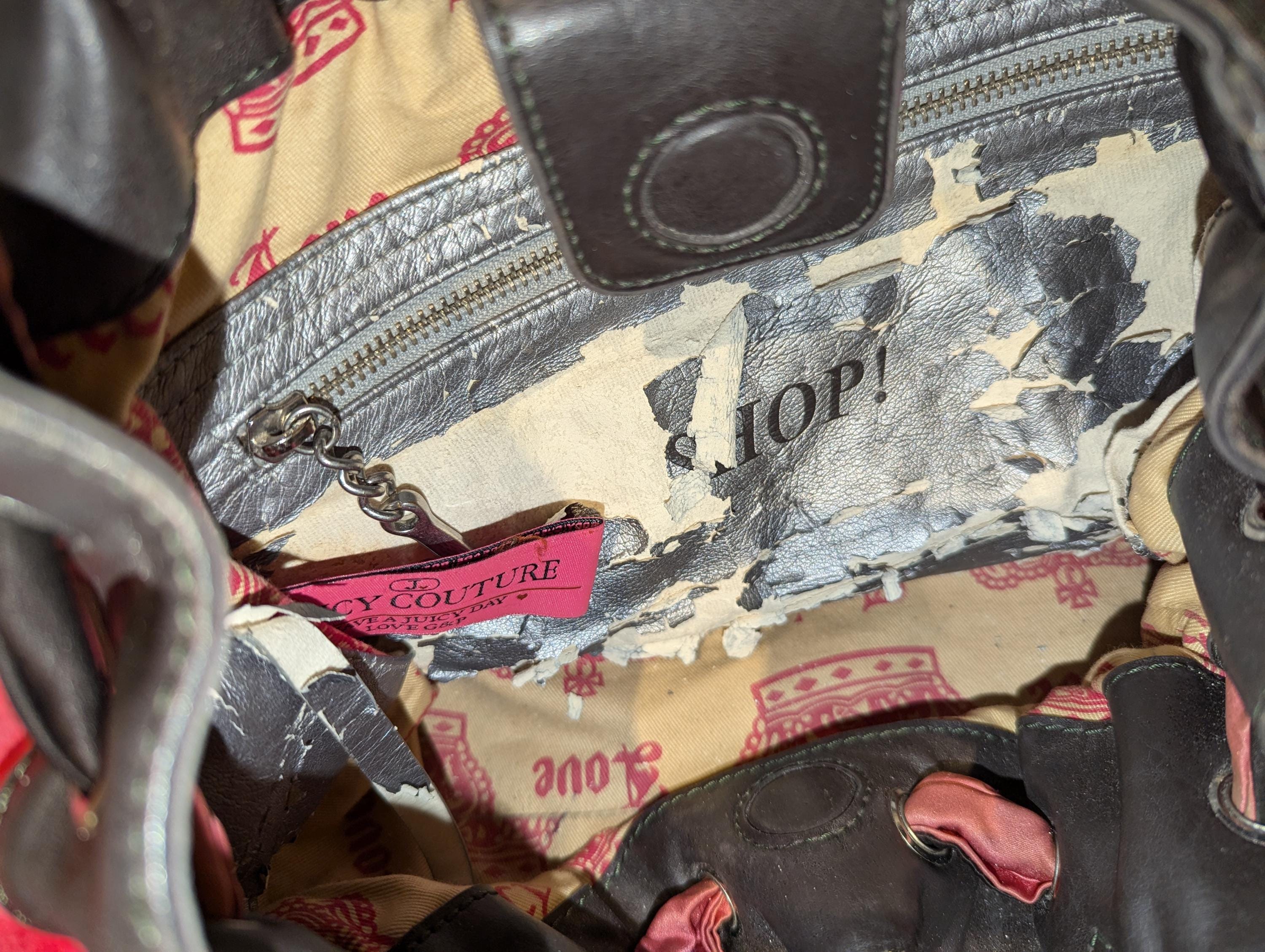 Juicy Couture Vintage Black /Red Velour Daydreamer Tote Bag