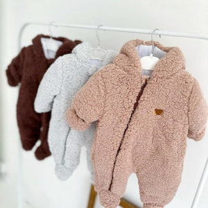 Baby Onesie with Closed Feet | Newborn Outfit | Baby Soft Romper | Cozy &quot;Teddy Bear&quot; Outfit | Warm Winter Newborn Outfit | Baby Shower Gift