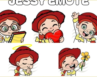 Pack of 5 Twitch and YouTube toy story Jessy Emoticons