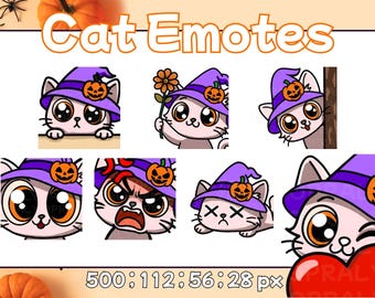Twitch White Witch Halloween Cat Emote Pack
