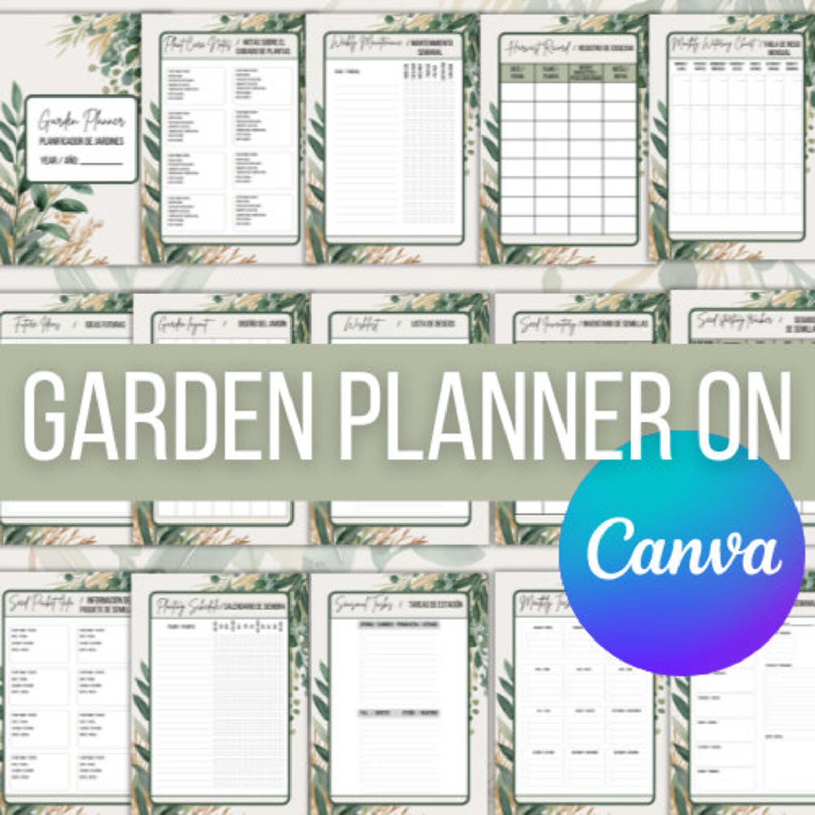 Editable Canva Garden Planner Template - Editable Canva Garden Planner ...