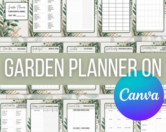 Editable Canva Garden Planner Template - Plantilla Editable en Canva para Planificador de Jardín