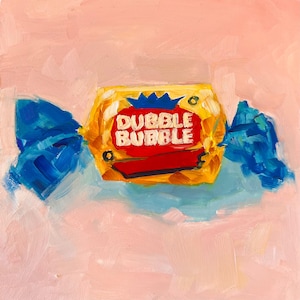 Original 6x6&quot; Oil Painting &#39;Dubble Bubble&#39; Traditional Fine Art Work For Home Decor