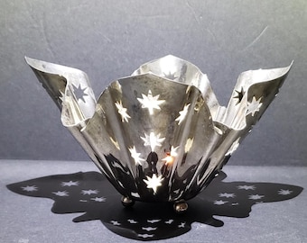 Portavelas vintage de Godinger Silver Art Co. con decoración de estrellas en plata