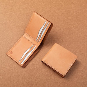 Portefeuille fait main en cuir pleine fleur au tannage végétal Parfait pour la fête des pères, cadeaux d'anniversaire