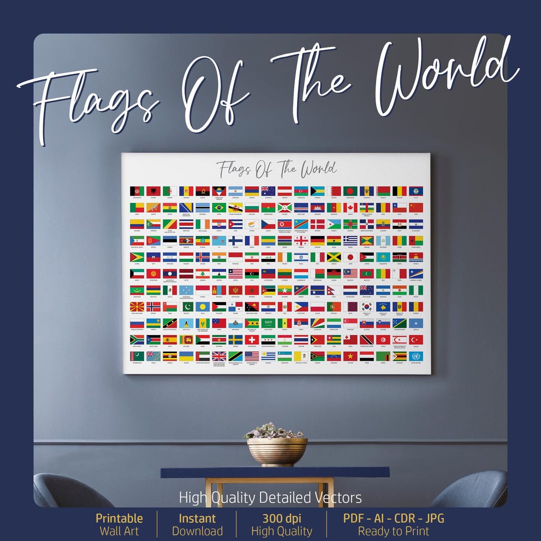 World Flags Poster, Educational Classroom Wall Art (digital Download ...