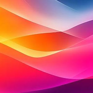 May include: Abstract digital art with a gradient of blue, orange, pink, and purple colors. The colors blend together in a wavy pattern.
