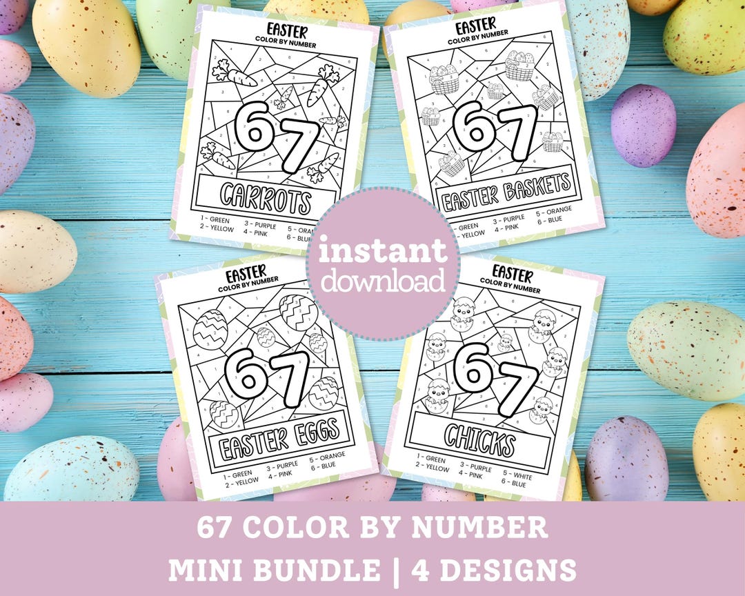 67 Easter Color by Number Mini Bundle 4-page Easter PRINTABLE - Etsy