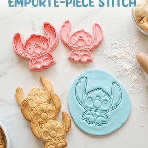 Cortador de galletas de plástico Stitch, azul, 8 cm, molde de repostería Disney, mediano
