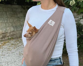 Secure Dog Sling Carrier Taupe, Pet Sling for Small Dogs, Puppy Carrier, Hands Free Dog Carrier Bag, Small Dog Sling KokoPaws