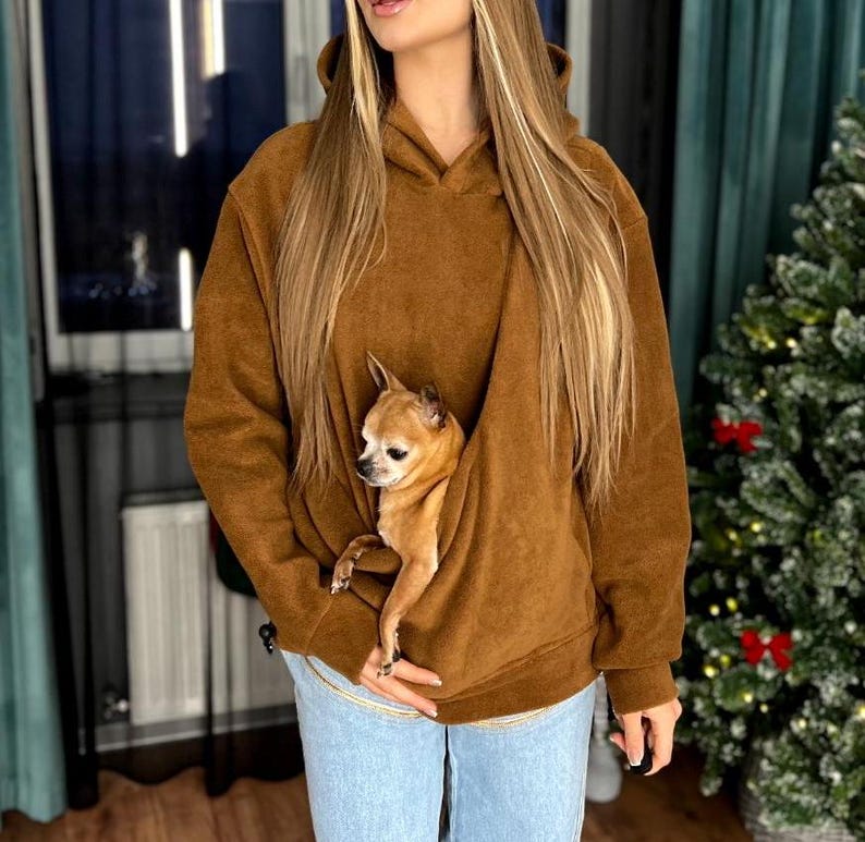 Fleece Caramel Fabric Pet Carrier Hoodie