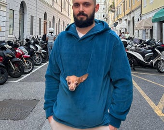 Unisex Pet Carrier Kangaroo Hoodie, Cozy Fleece, Cotton or Teddy Fabric