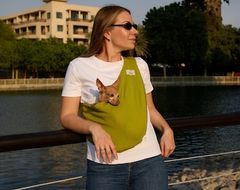 Dog Carrier Sling, Handmade Cotton Pet Sling for Small Dogs & Cats