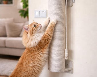 Cat Wall Scratcher, Handmade Rope Cat Climbing Post & Toy