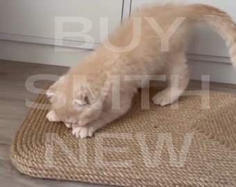Wooden Cat Scratching Mat, Handmade Jute or Rope Floor Scratcher