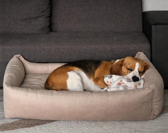 Small Dog Bed, Beige Dog Bed for Small Dogs, Washable Cat Bed, Orthopedic Pet Bed with Removable Cover, Puppy Bed