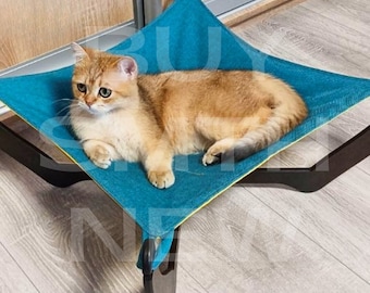 HAND-MADE Cat Hammock with Extra Cover, Corner Cat Bed with Removable Cover, Wooden Cat Hammock for Indoor Cats, Cozy Cat Furniture Gift