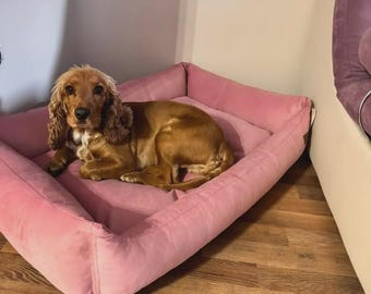 Pink Dog Bed for Small Dogs, Cute Washable Puppy Bed, Orthopedic Cat Bed for Indoor Cats, Soft Pet Cushion