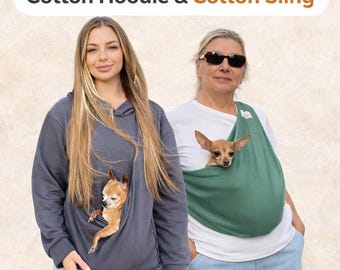 Cotton Dog Carrier Hoodie & Dog Sling Set, Small Dog Carrier Hoodie, Pet Sling Carrier for Chihuahua, Puppy Carrier, Dog Mom Gift