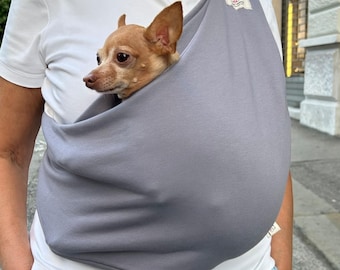 Gray Cotton Pet Sling Carrier, Hands-Free Small Dog & Cat Sling