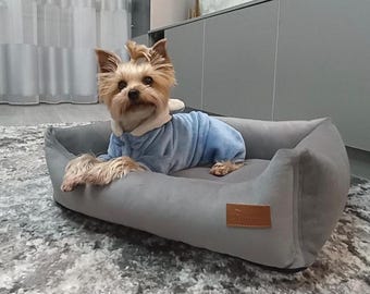 Gray Dog Bed for Small Dogs, Washable Dog Bed, Grey Cat Bed for Indoor Cats, Cozy Pet Bed, Custom Small Breed Dog Bed