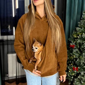Dog Carrier Hoodie for Small Pets, Hands-Free Pet Pouch Sweatshirt, Cat & Puppy Kangaroo Pullover, Pet Lover Gift, Unisex Hoodie with Pocket