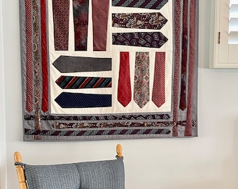 Large Square Necktie Quilt wall hanging table topper