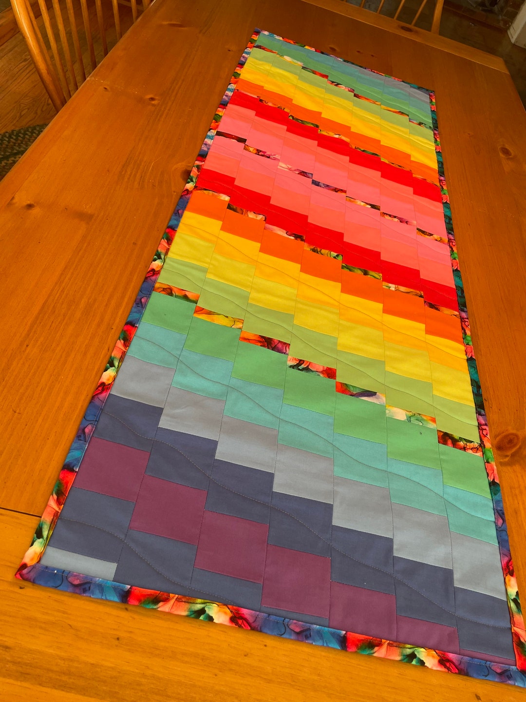 Colorful Rainbow Table Topper Runner Reversible - Etsy
