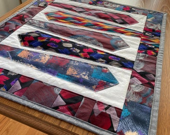 Quilted Five Necktie table runner topper wall hanging