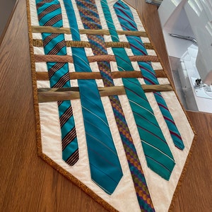 Necktie woven table runner topper