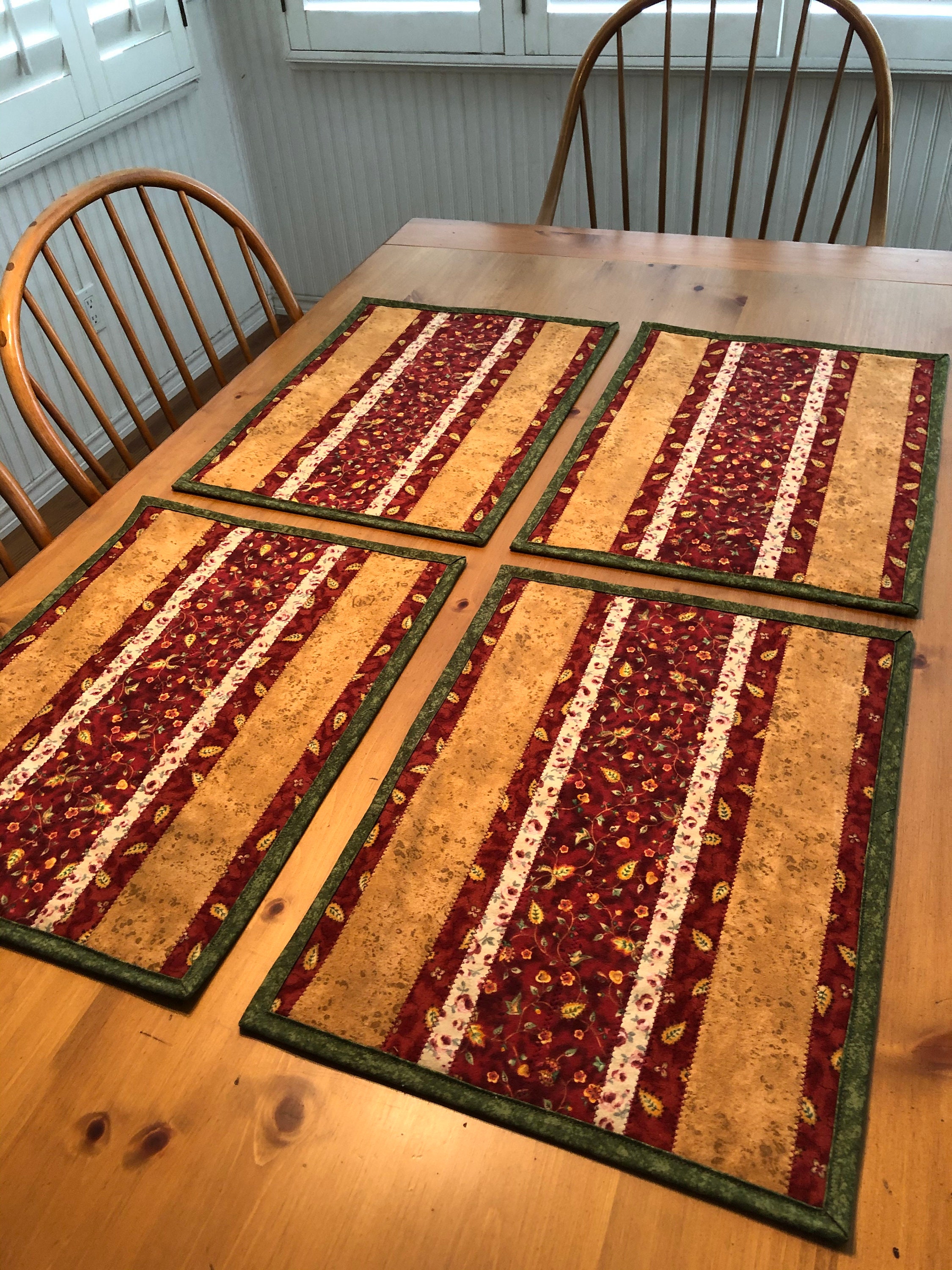 Striped Quilted Placemats Reversible