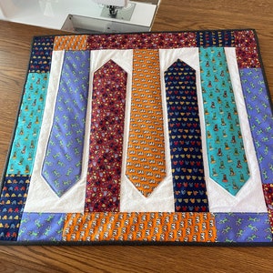 PDF pattern 5 Necktie Memory Quilt table topper and wall hanging
