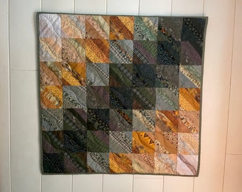 Scrappy Strip Quilt Yellows and Greens