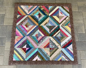 Colorful Scrappy Strip Quilt