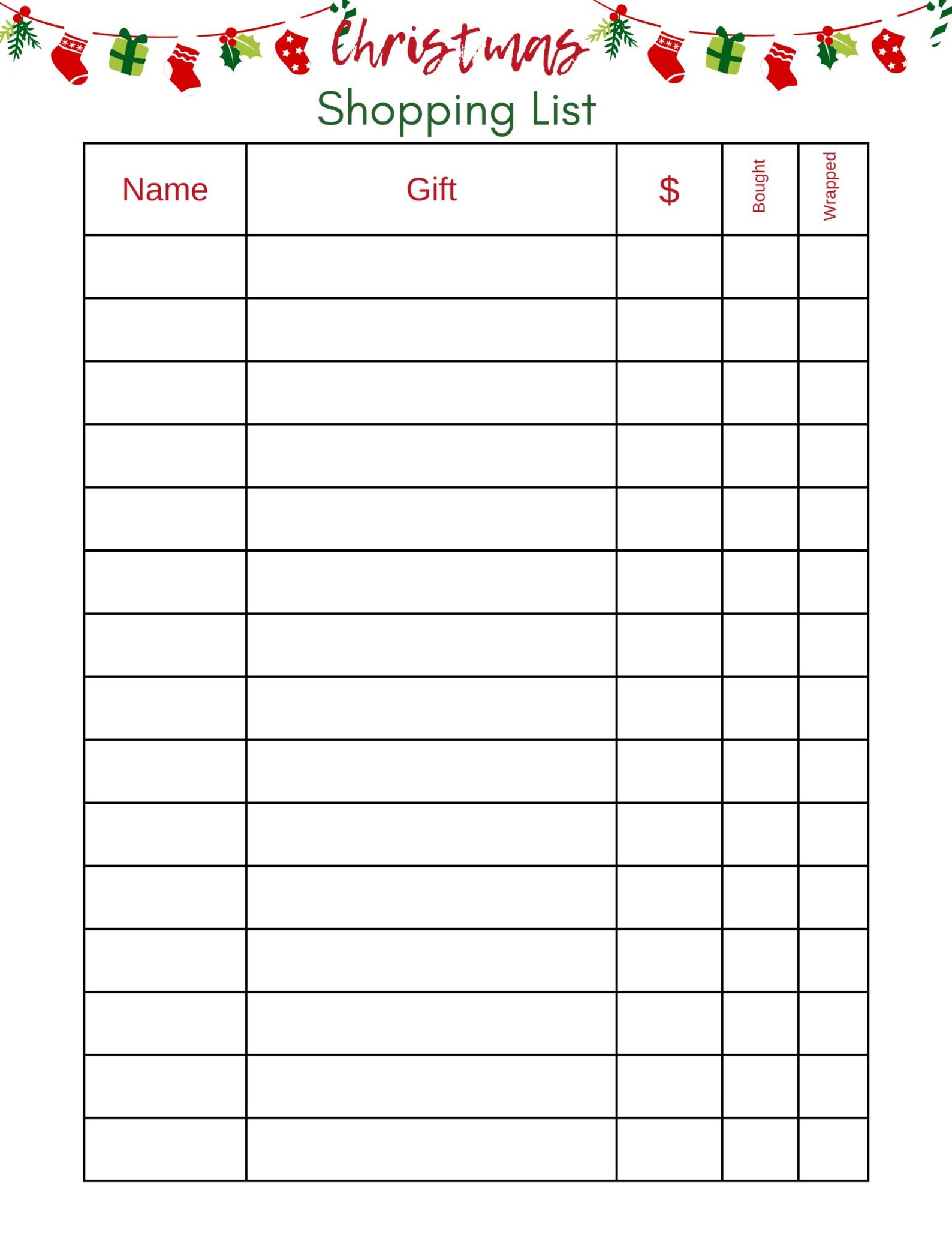 Christmas Gift List Printable, Budget Tracker (PDF, PNG) - Etsy