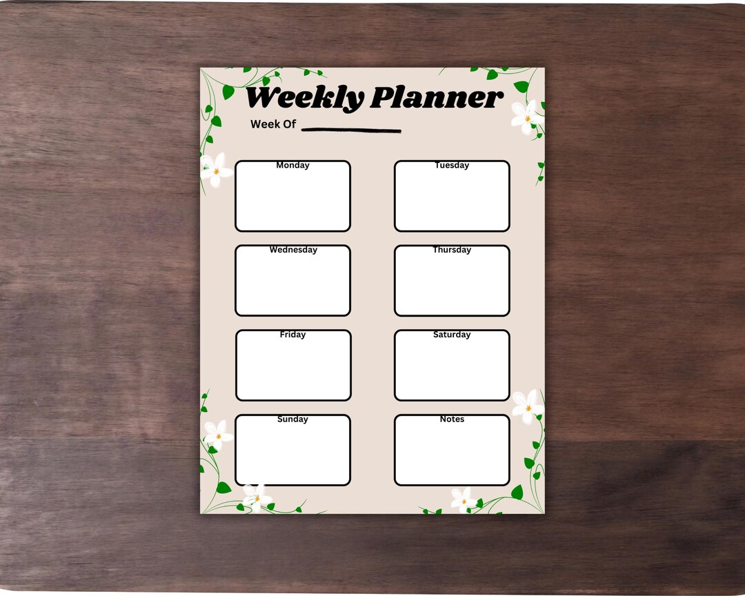 Floral Weekly Planner Printable (PDF Download) - Etsy