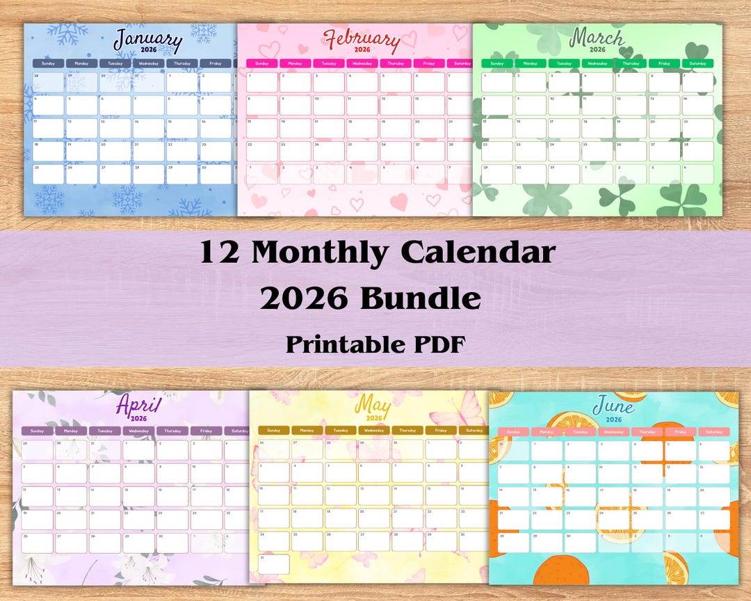 2026 Monthly Calendar Printable, Minimalist Design (PDF) - Etsy