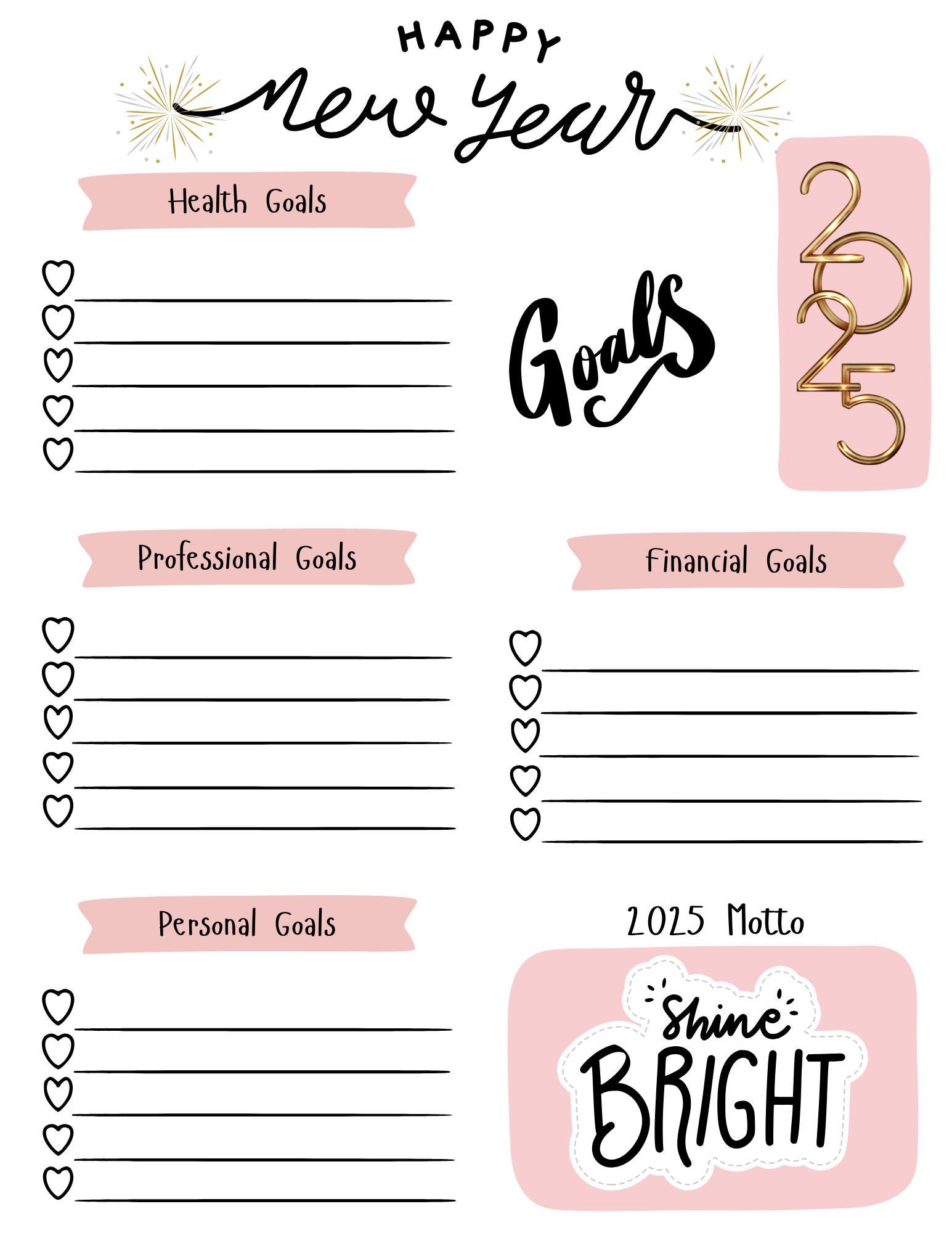 New Year Goals Printable Goal Printable Cute Goal Printable New New Year Goals Printable Goal Printable Cute Goal Printable New