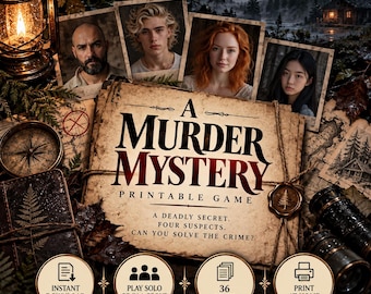 Juego de misterio de asesinato, juego de casos sin resolver, juego de misterio de asesinato imprimible