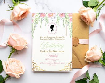 Invitación de cumpleaños: Floral Regency editable (Descarga digital)