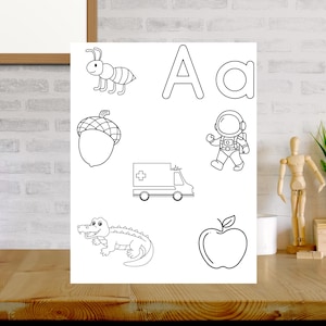 Letter A Coloring Page: Apple, Astronaut, Alligator (Digital Download)