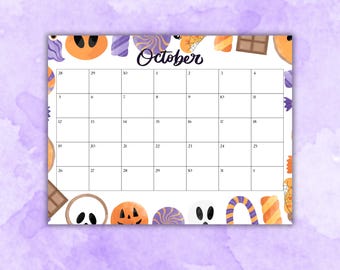 Calendario de Halloween imprimible: Planificador editable de octubre (descarga digital)