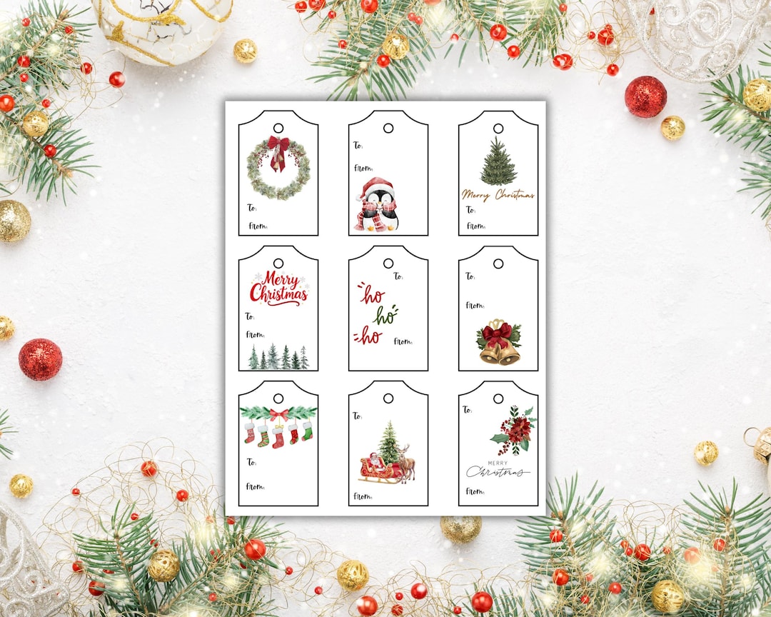 Printable Christmas Gift Tags, Holiday Present Labels (PDF) - Etsy