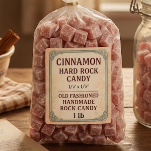 Immediate Shipping! Old Fashioned Cinnamon Homemade Hard Rock Candy, Cinnamon Flavor, Beautifully Packaged, Teachers Gift, Friend Gift