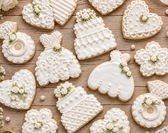 Personalized Wedding Sugar Cookies: Bridal Shower Wedding Favors Cookies Gift Box, INDIVIDUALLY PACKAGED