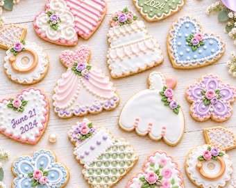 Wedding Sugar Cookies, Decorated Royal Icing Cookies, Bridal Shower Favors, Engagement Party,  Wedding Favor Gifts, Individually Packaged!