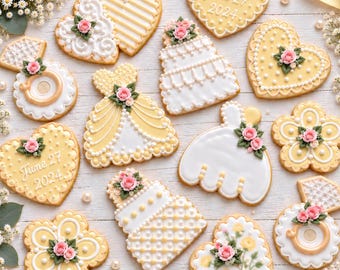 Custom Wedding Sugar Cookies, Decorated Royal Icing Cookies, Bridal Shower Favors, Engagement Party Cookies, Edible Wedding Favor Gifts