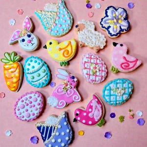 Homemade Spring Easter Bunny Sugar Cookies, Assorted Designs, Cookie Gift, Individually Packaged
