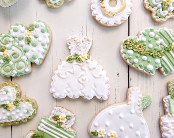 Personalized Wedding Sugar Cookies: Neutral Greenery Bridal Shower Favors Gift, INDIVIDUALLY PACKAGED